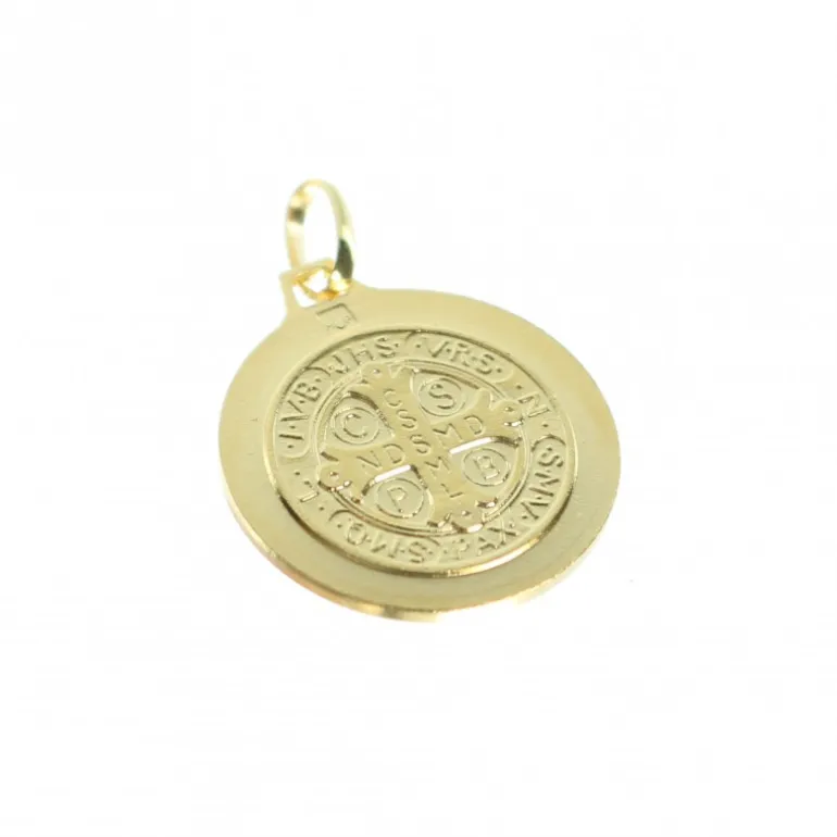 Palais du Rosaire Médaille plaqué or de Saint Benoît 16mm^ Médaille De Saint | Médaille Et Croix Plaqué Or