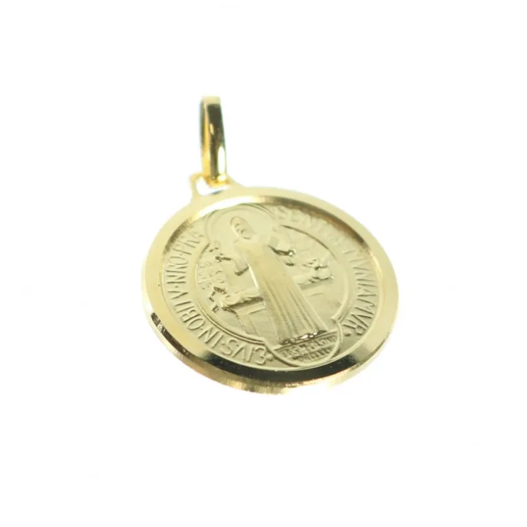 Palais du Rosaire Médaille plaqué or de Saint Benoît 16mm^ Médaille De Saint | Médaille Et Croix Plaqué Or