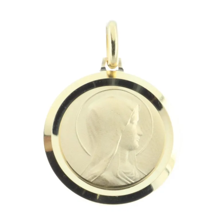 Palais du Rosaire Médaille plaqué Or ronde, Portrait Vierge Marie et Apparition de Lourdes^ Médaille De La Vierge | Médaille De Lourdes