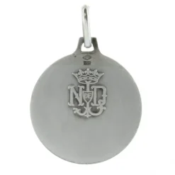 Palais du Rosaire Médaille ronde en Argent avec l'Apparition de Lourdes 18mm^ Médaille De Lourdes | Médaille Et Croix Argent