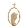 Palais du Rosaire Médaille Vierge de profil en plaqué or avec bélière en croix 21 mm^ Médaille De La Vierge | Médaille Et Croix Plaqué Or