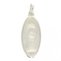Palais du Rosaire Médaille Vierge mains jointes ovale en Argent^ Médaille De La Vierge | Médaille Et Croix Argent