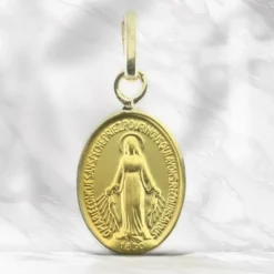 Palais du Rosaire Médaille Vierge Miraculeuse Or 18 carats , bords polis 10mm^ Communion | Médaille Miraculeuse