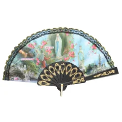 Palais du Rosaire Mini éventail de Lourdes en dentelle 13cm^ Accessoire