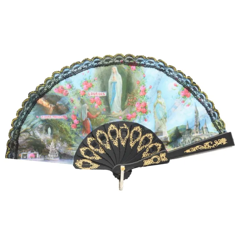 Palais du Rosaire Mini éventail de Lourdes en dentelle 13cm^ Accessoire