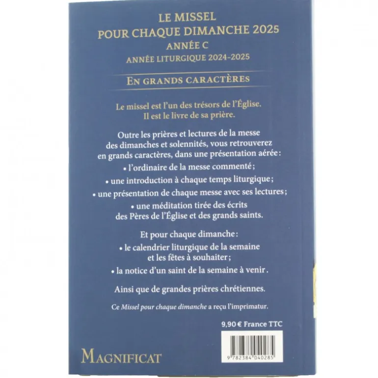 Palais du Rosaire Missel pour chaque dimanches 2025^ Livre De Prière