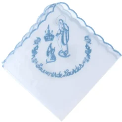 Palais du Rosaire Mouchoir tissu brodé de l'Apparition de Lourdes et souvenir de Lourdes^ Accessoire