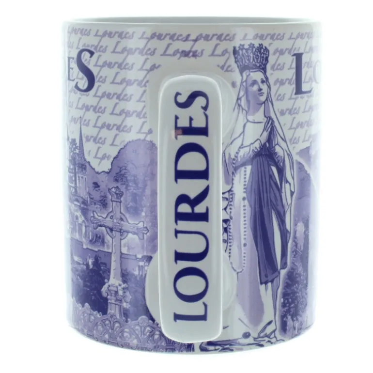 Palais du Rosaire Mug de Lourdes avec des images de la Vierge et lieux de Lourdes^ Vaisselle De Lourdes