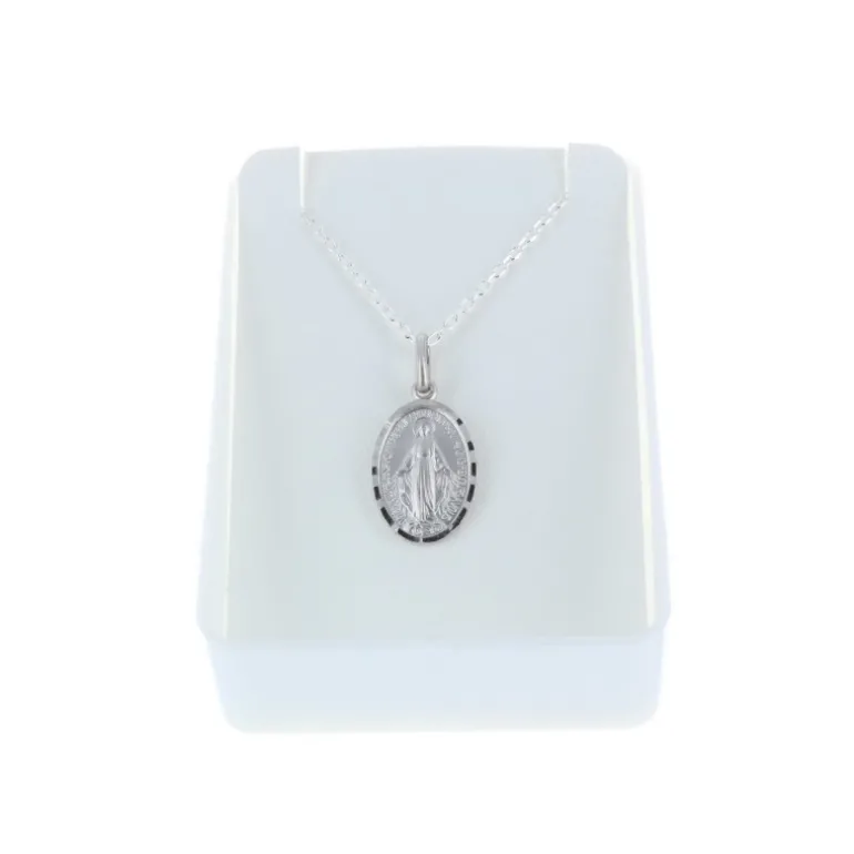 Palais du Rosaire Parure Argent massif, chaîne et médaille Miraculeuse 20mm^ Collier En Argent | Médaille Miraculeuse
