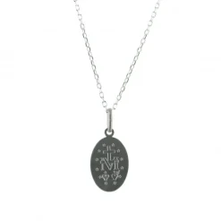 Palais du Rosaire Parure Argent massif, chaîne et médaille Miraculeuse 20mm^ Collier En Argent | Médaille Miraculeuse