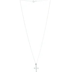 Palais du Rosaire Parure Argent pendentif croix avec des zircons et une chaîne 50cm^ Collier En Argent | Croix En Pendentif
