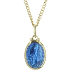 Palais du Rosaire Parure dorée médaille de Lourdes et chaîne de 50cm^ Collier Fantaisie | Médaille De Lourdes