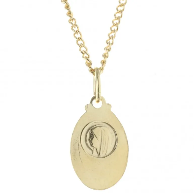 Palais du Rosaire Parure dorée médaille de Lourdes et chaîne de 50cm^ Collier Fantaisie | Médaille De Lourdes