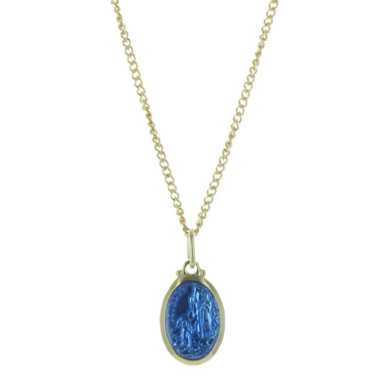 Palais du Rosaire Parure dorée médaille de Lourdes et chaîne de 50cm^ Collier Fantaisie | Médaille De Lourdes
