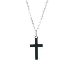 Palais du Rosaire Parure en argent avec croix biseautée 19mm^ Collier En Argent