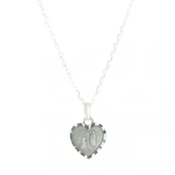 Palais du Rosaire Parure en Argent avec un pendentif coeur de Lourdes sur une chaîne de 45cm^ Médaille Et Croix Argent