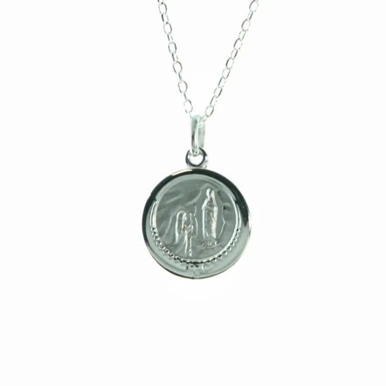 Palais du Rosaire Parure en argent, chaîne et médaille de l'Apparition^ Collier En Argent
