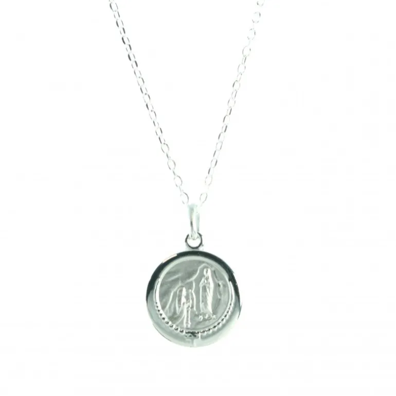 Palais du Rosaire Parure en argent, chaîne et médaille de l'Apparition^ Collier En Argent