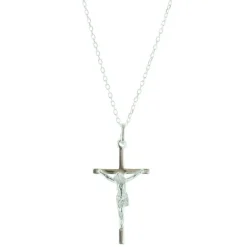 Palais du Rosaire Parure en Argent, pendentif croix avec le Christ et Chaîne 50cm^ Collier En Argent | Croix En Pendentif