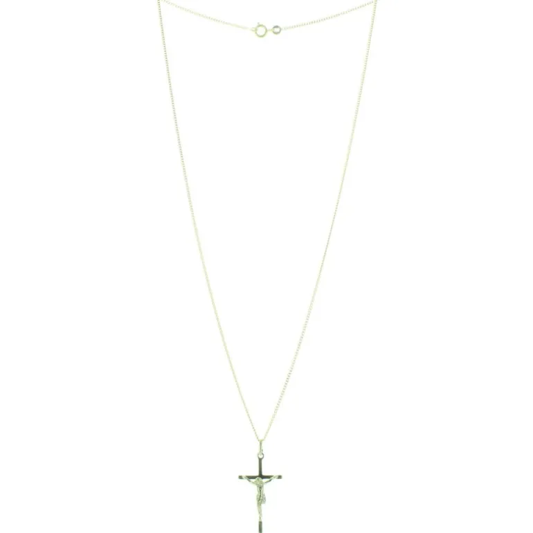 Palais du Rosaire Parure en Plaqué Or avec un pendentif croix avec Christ sur une chaîne de 50cm^ Croix En Pendentif | Médaille Et Croix Plaqué Or