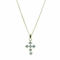Palais du Rosaire Parure en plaqué or zircons avec une croix et chaîne dorée^ Collier En Plaqué Or