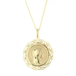 Palais du Rosaire Parure médaille Vierge Marie Plaqué Or et chaîne 50cm^ Médaille De La Vierge | Médaille Et Croix Plaqué Or