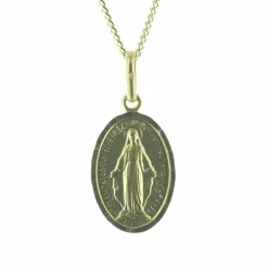 Palais du Rosaire Parure médaille Vierge Miraculeuse 16mm avec une chaîne - Plaqué Or^ Collier En Plaqué Or