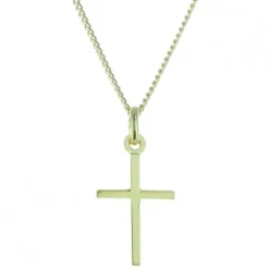 Palais du Rosaire Parure pendentif croix moderne Plaqué Or et chaîne dorée 45cm^ Collier En Plaqué Or | Croix En Pendentif