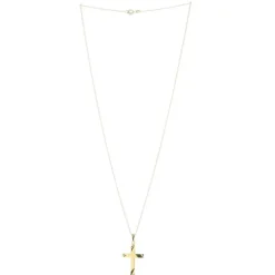 Palais du Rosaire Parure pendentif croix Plaqué Or et chaîne dorée 50cm^ Croix En Pendentif | Médaille Et Croix Plaqué Or