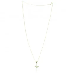 Palais du Rosaire Parure Plaqué Or, Chaine et pendentif Croix avec strass 20mm^ Collier En Plaqué Or