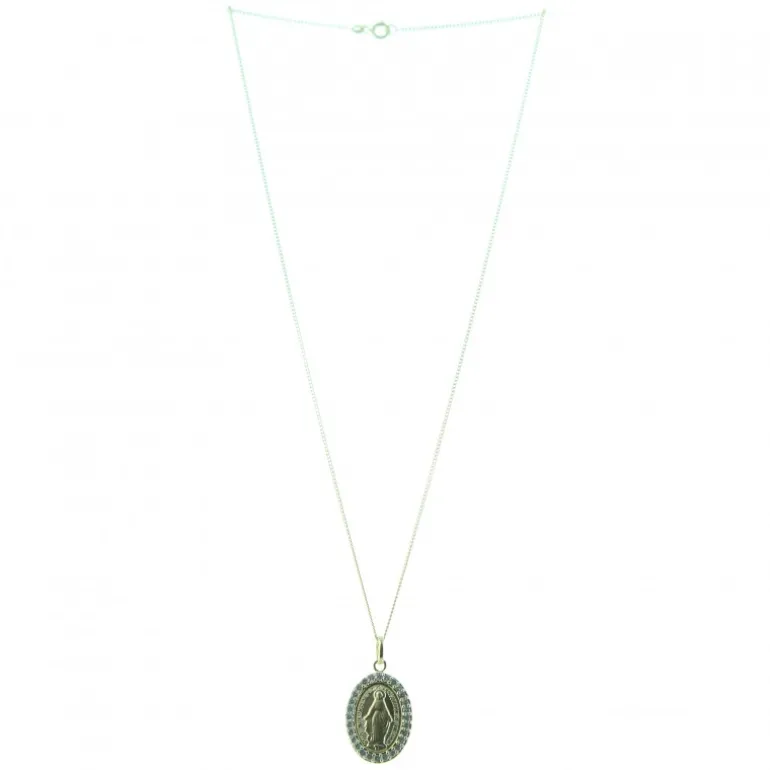 Palais du Rosaire Parure Plaqué Or, Chaine et médaille miraculeuse 25mm^ Collier En Plaqué Or