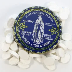 Palais du Rosaire Pastilles Menthe à l'eau de Lourdes 100g dans une boîte en métal^ Pastille Menthe À L'Eau De Lourdes