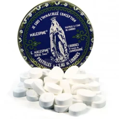 Palais du Rosaire Pastilles Menthe à l'eau de Lourdes 100g dans une boîte en métal^ Pastille Menthe À L'Eau De Lourdes
