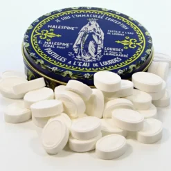 Palais du Rosaire Pastilles Menthe à l'eau de Lourdes 100g dans une boîte en métal^ Pastille Menthe À L'Eau De Lourdes