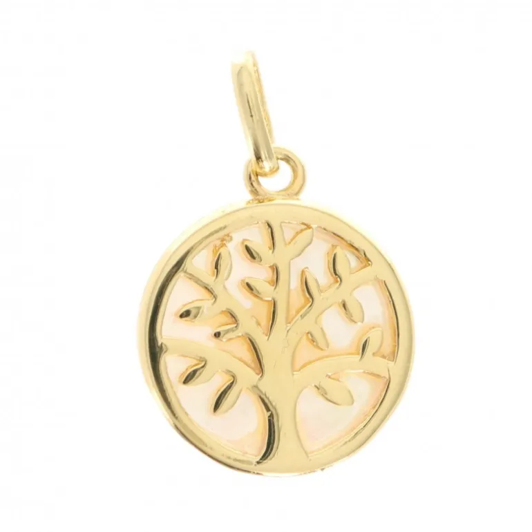 Palais du Rosaire Pendentif arbre de vie plaqué or de 15mm^ Médaille Et Croix Plaqué Or