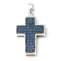 Palais du Rosaire Pendentif croix argentée avec strass 20 mm^ Croix En Pendentif | Médaille Et Croix Métal
