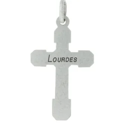Palais du Rosaire Pendentif croix de Lourdes en métal argenté 6,5cm^ Médaille Et Croix Métal