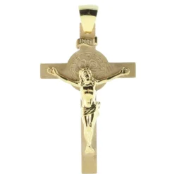 Palais du Rosaire Pendentif croix de Saint Benoit en Plaqué Or^ Croix En Pendentif | Médaille Et Croix Plaqué Or