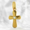 Palais du Rosaire Pendentif Croix en Or avec un zircon au centre 1,6cm^ Croix En Pendentif | Médaille Et Croix Or