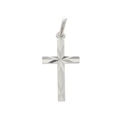 Palais du Rosaire Pendentif croix facettée en argent rhodié 20 mm^ Croix En Pendentif | Médaille Et Croix Argent