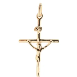 Palais du Rosaire Pendentif croix Plaqué Or et inscription INRI^ Croix En Pendentif | Médaille Et Croix Plaqué Or