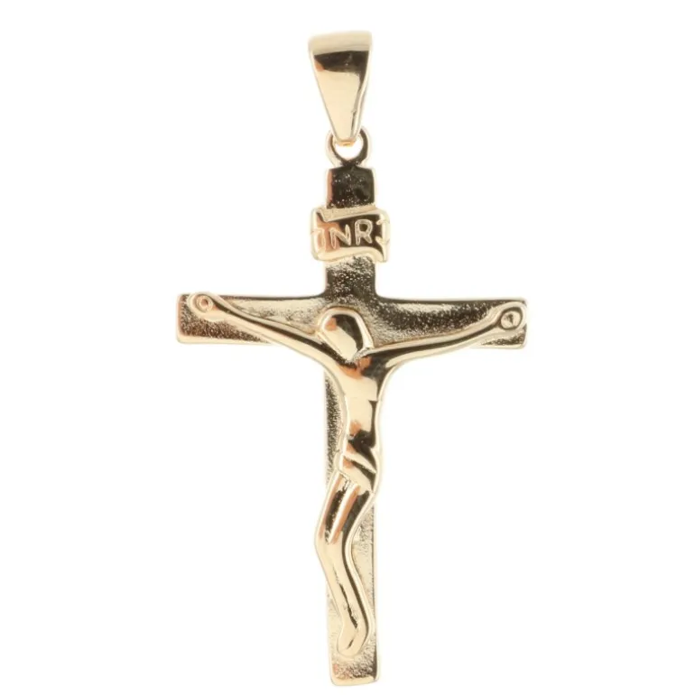 Palais du Rosaire Pendentif croix Plaqué Or moderne^ Croix En Pendentif | Médaille Et Croix Plaqué Or