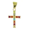 Palais du Rosaire Pendentif Croix plaqué Or et strass colorés multicolores^ Croix En Pendentif | Médaille Et Croix Plaqué Or