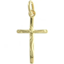 Palais du Rosaire Pendentif croix Plaqué Or classique avec le Christ^ Croix En Pendentif | Médaille Et Croix Plaqué Or
