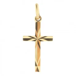 Palais du Rosaire Pendentif croix Plaqué Or aux courbes facetées^ Croix En Pendentif | Médaille Et Croix Plaqué Or