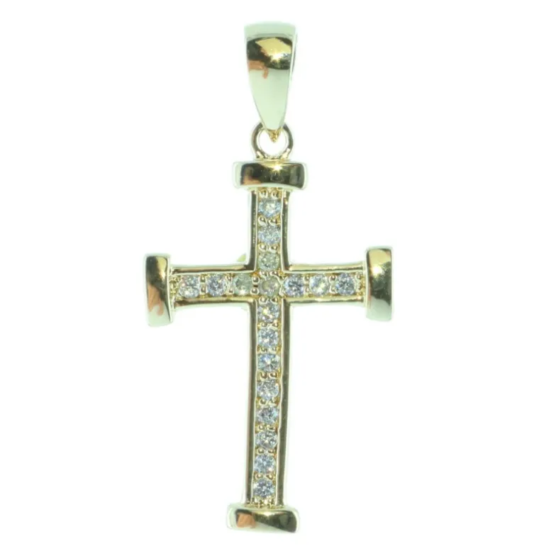 Palais du Rosaire Pendentif croix Plaqué Or avec brillants^ Croix En Pendentif | Médaille Et Croix Plaqué Or