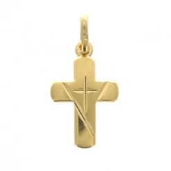 Palais du Rosaire Pendentif double croix plaqué or 12 mm^ Croix En Pendentif | Médaille Et Croix Plaqué Or