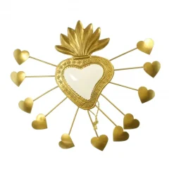 Palais du Rosaire Pendentif en métal Ex-votos avec coeur et mini coeurs^ Cadre Religieux