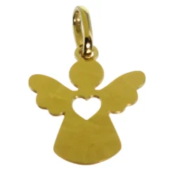 Palais du Rosaire Pendentif silhouette d'Ange avec coeur en Or 9 carats^ Médaille Et Croix Or