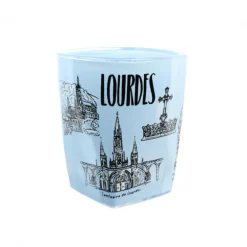 Palais du Rosaire Petit verre bleu souvenir de Lourdes^ Vaisselle De Lourdes